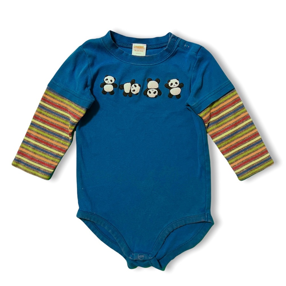 Vintage Gymboree Stripe Panda Bodysuit Unisex Baby Toddelr Onesi
